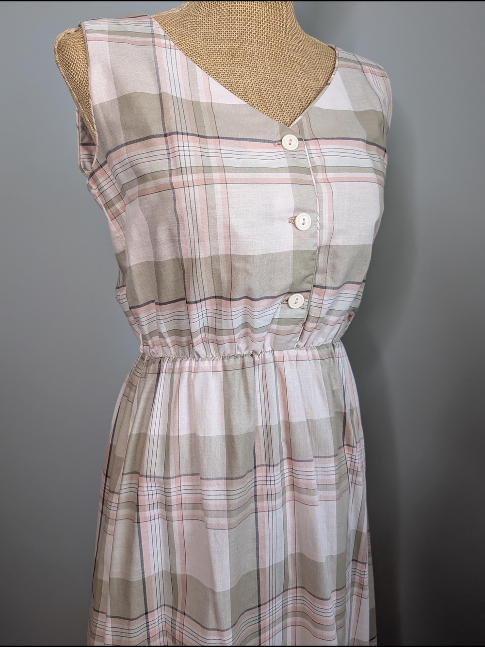 Vintage 1970's pink plaid dress